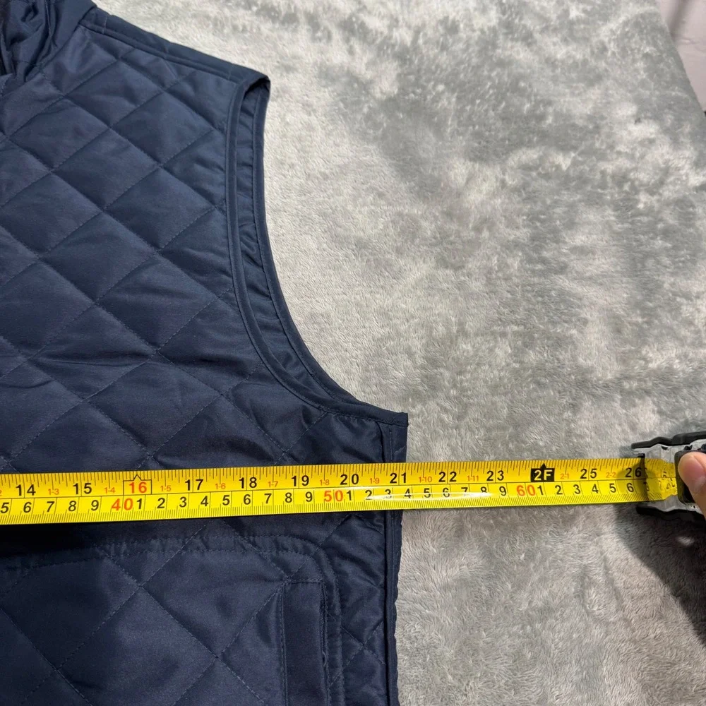 Banana Republic Mens Navy Blue Quilted Vest Mock Neck Snap Front Medium RN54023